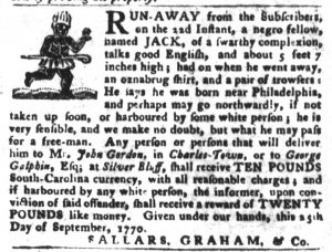 Oct 9 1770 - South-Carolina Gazette and Country Journal Slavery 2