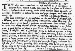 Sep 13 1770 - Pennsylvania Gazette Slavery 2