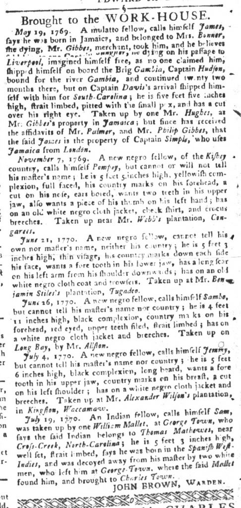 Sep 4 1770 - South-Carolina Gazette and Country Journal Slavery 10
