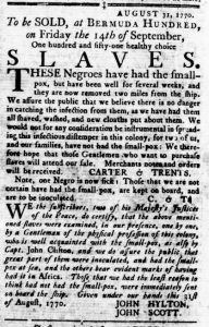 Sep 6 1770 - Virginia Gazette Rind Slavery 1