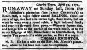 Apr 17 1770 - South-Carolina Gazette and Country Journal Slavery 4