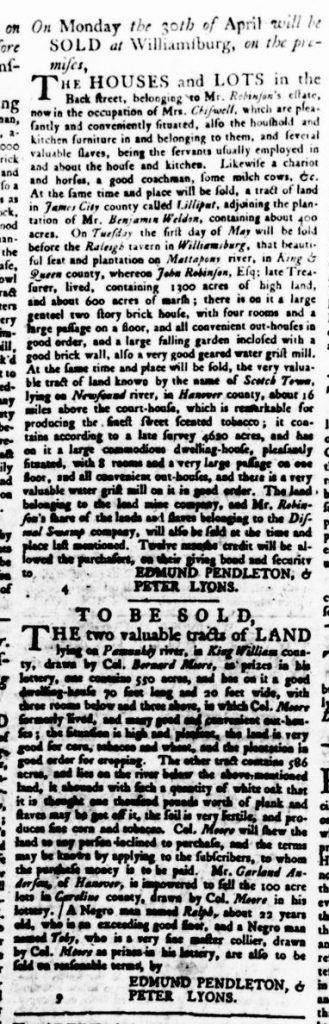 Apr 19 1770 - Virginia Gazette Rind Slavery 8