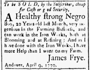 Apr 24 1770 - Essex Gazette Slavery 1