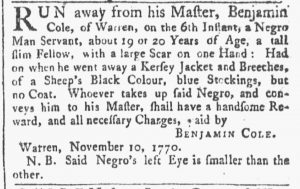 Dec 1 1770 - Providence Gazette Slavery 1