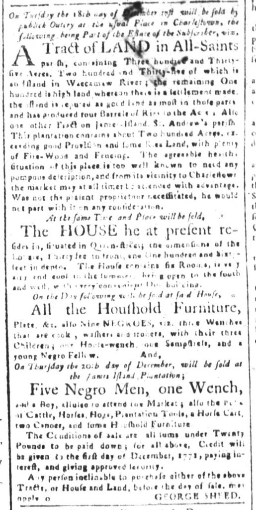 Dec 11 1770 - South-Carolina and American General Gazette Slavery 4