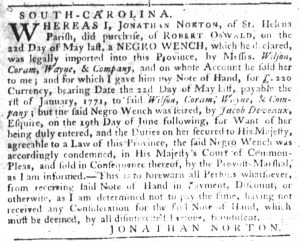Dec 13 1770 - South-Carolina Gazette Slavery 3