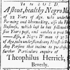 Dec 4 1770 - Essex Gazette Slavery 2