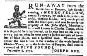 Dec 4 1770 - South-Carolina Gazette and Country Journal Supplement Slavery 2