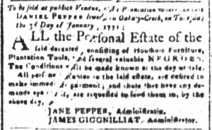 Dec 5 1770 - South-Carolina and American General Gazette Slavery 3