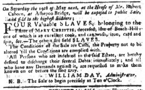 May 4 1770 - South-Carolina Gazette Slavery 12