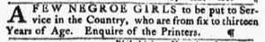 Nov 29 1770 - Pennsylvania Gazette Slavery 1