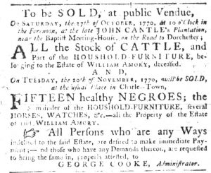 Oct 18 1770 - South-Carolina Gazette Slavery 3