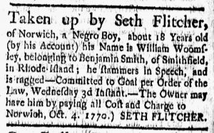 Oct 26 1770 - New-London Gazette Slavery 1