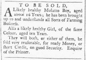 Aug 25 1770 - Providence Gazette Slavery 1