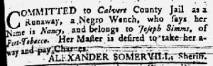 Jul 12 1770 - Maryland Gazette Slavery 2