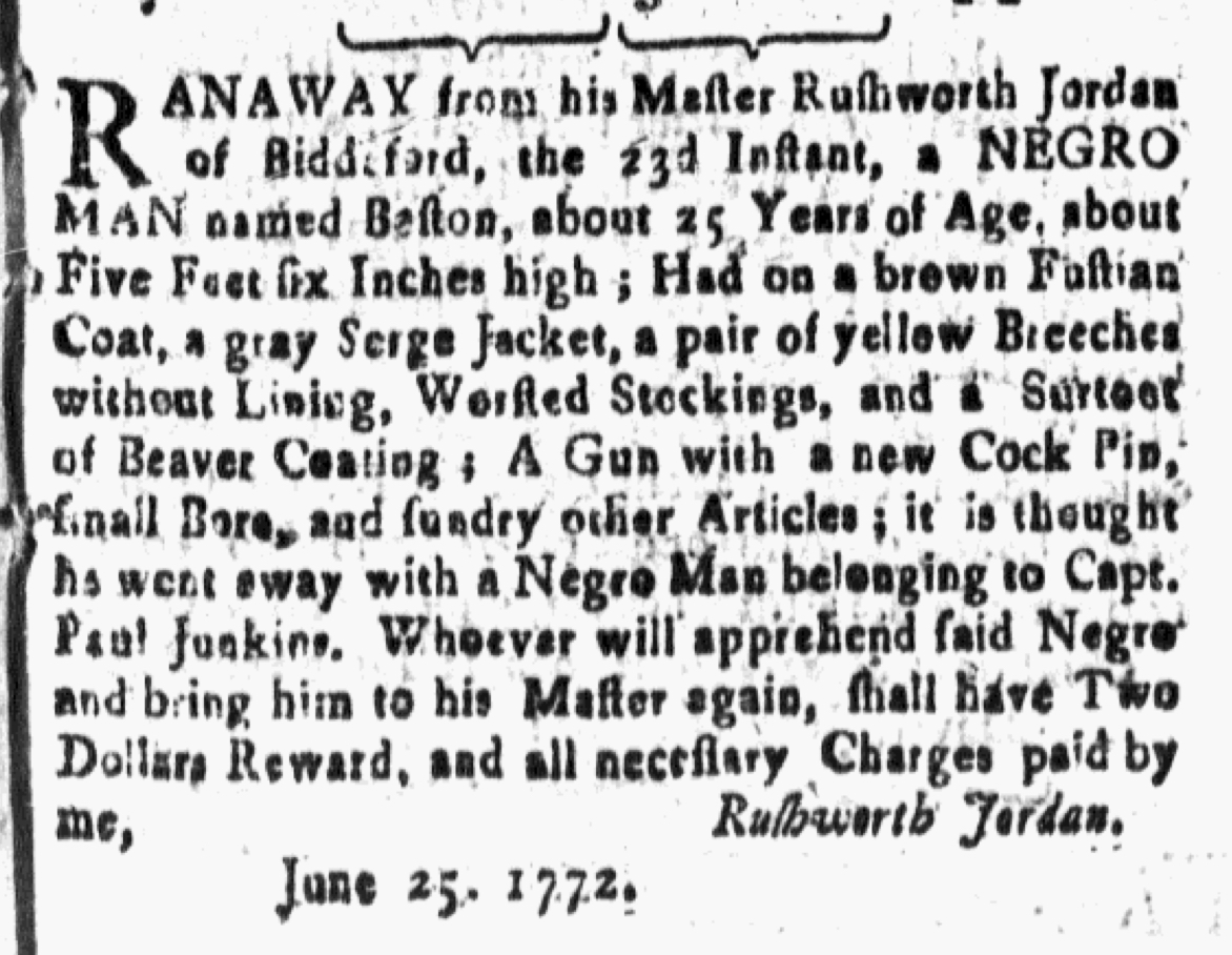 Slavery Advertisements Published June 26, 1772 The Adverts 250 Project